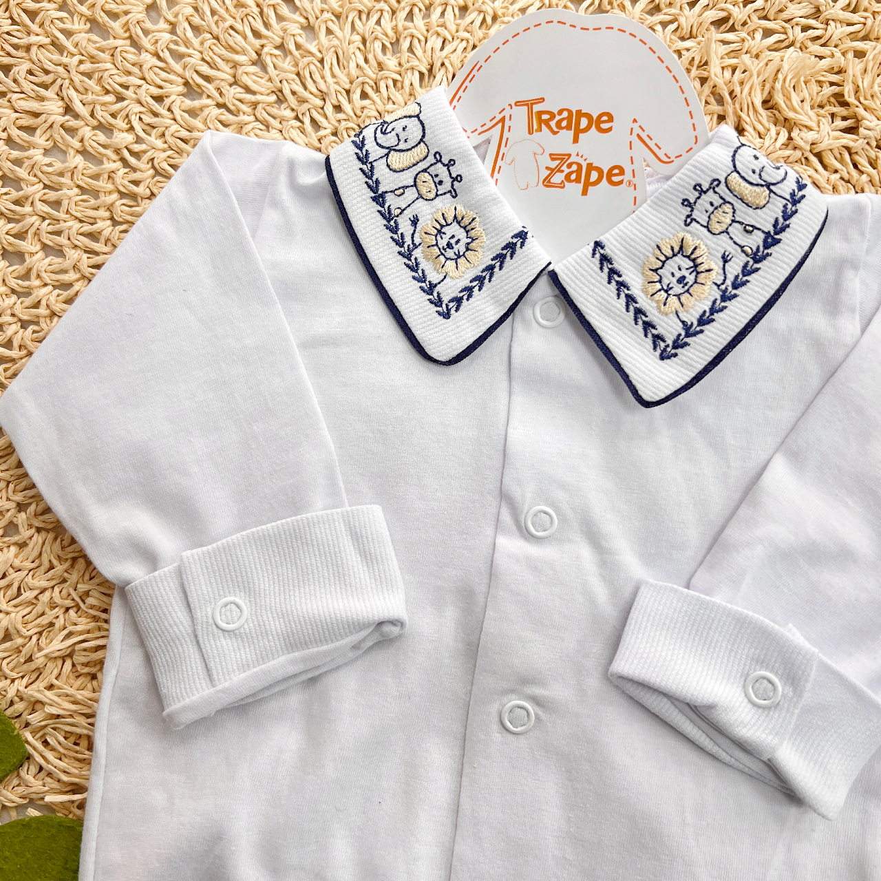 body gola bordada- Safari marinho